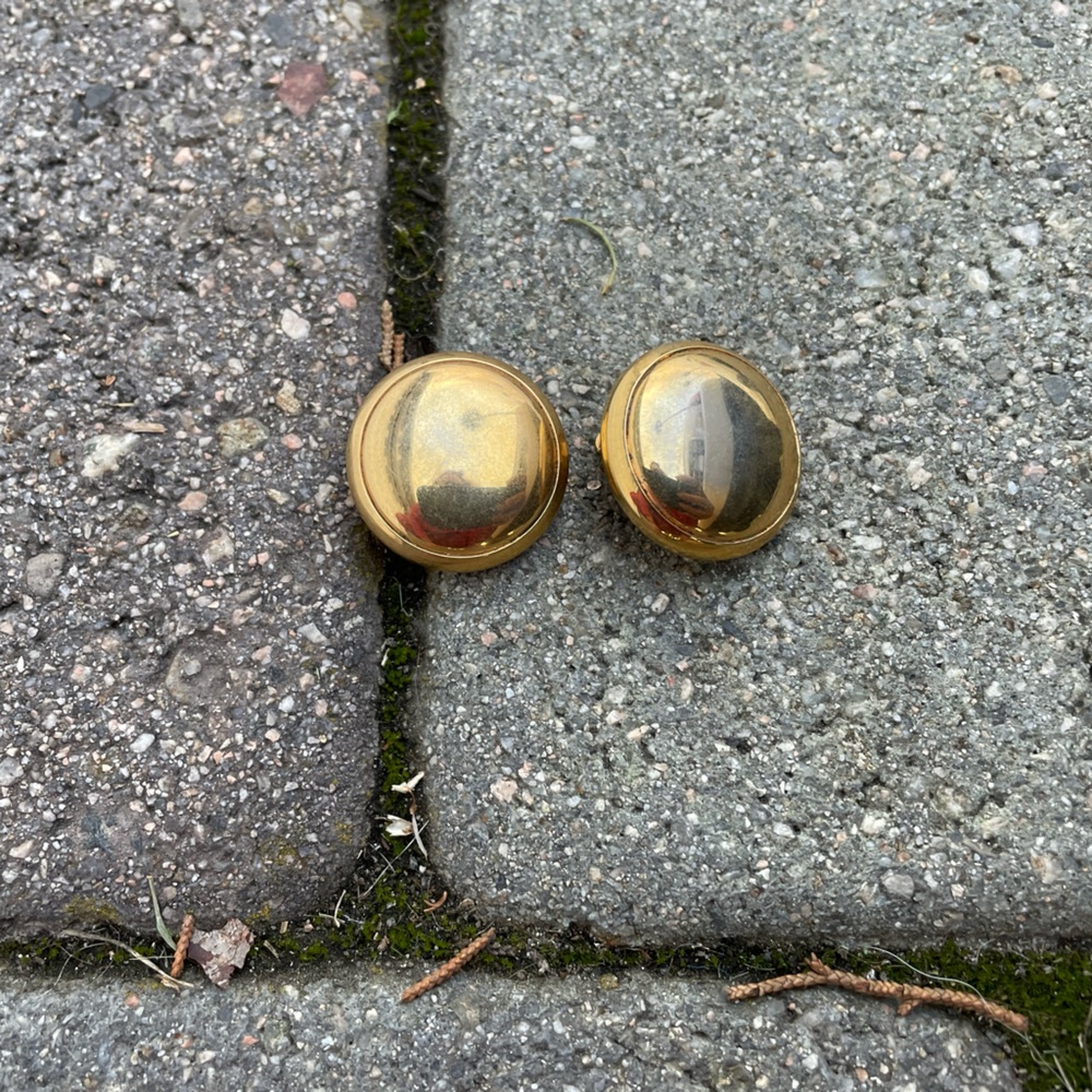 Vintage. Gold Metal Circular Clip Ons , Distressed
